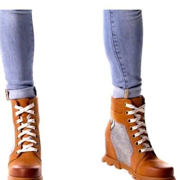 Brown and Gray Women's Ankle Boots - Picture 1 of 6